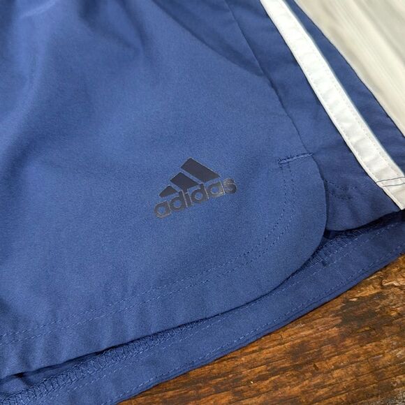 Adidas Primegreen Shorts Sz Medium Blue w/Side Stripes Elastic Waist - Picture 3 of 3